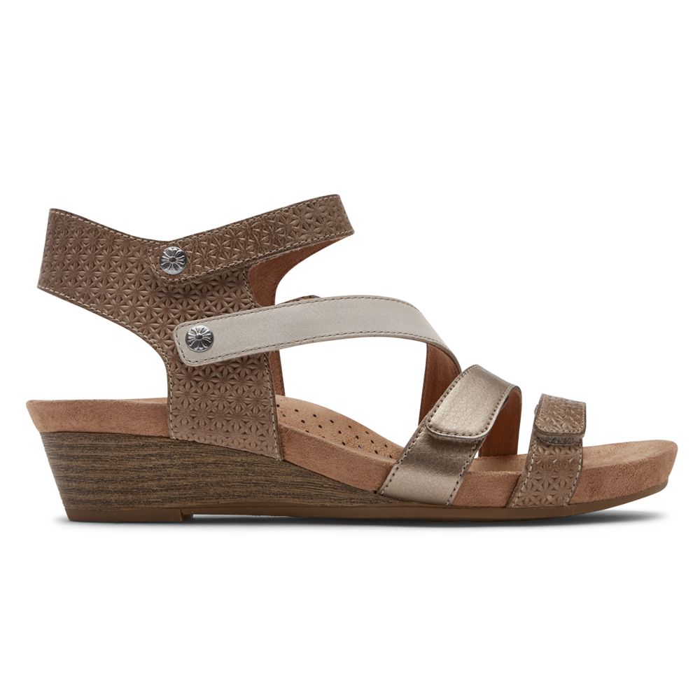 Sandálias Rockport Cobb Hill Hollywood 4-Strap Senhora - Metal ( 213-CLWOQZ )